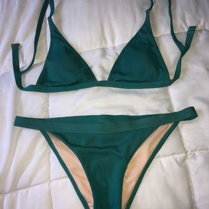 Comfortable teal La Hearts ribbed triangle bikini